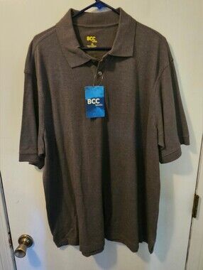 BCC Khaki Short Sleeve Polo Shirt Gray Men's‎ Size XL NWT
